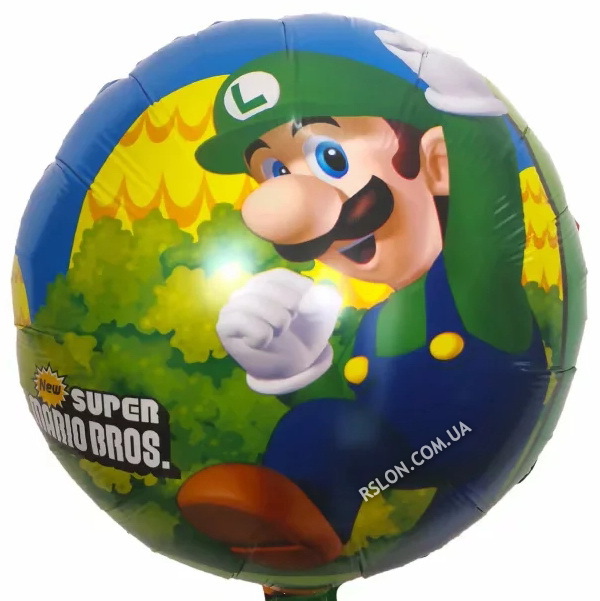 Куля фольгована кругла "Супер Маріо". Розмір: 18"(45см).