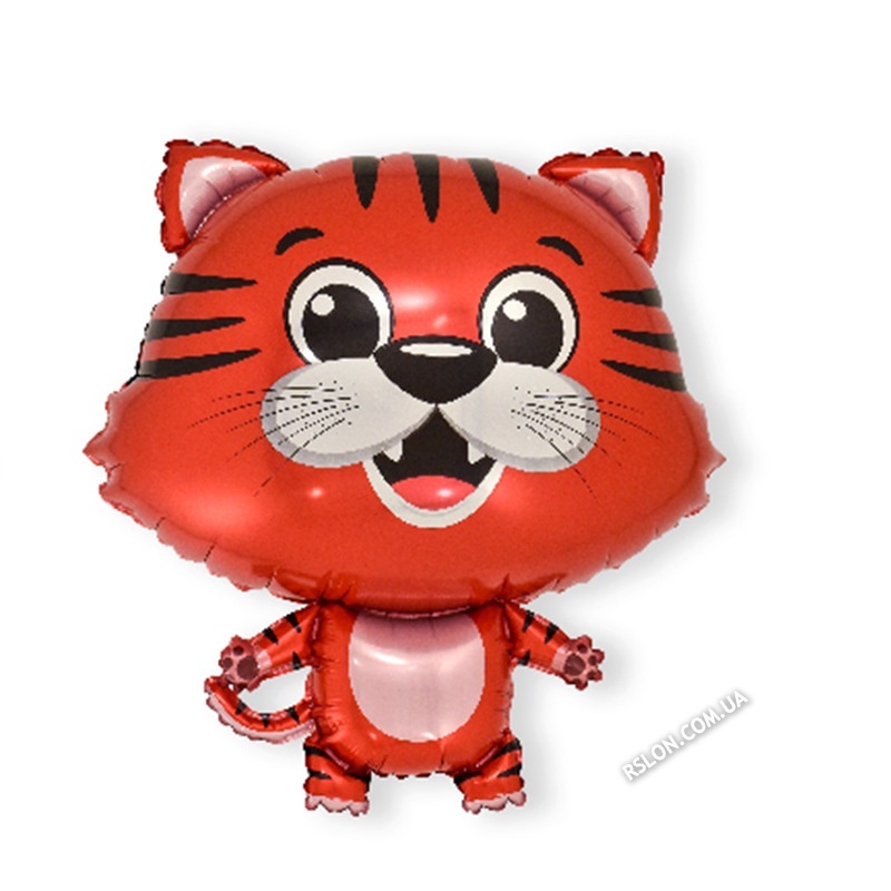 Фольгированный фигурный шар "Тигрёнок Красный".  Размер: 53см*64см.