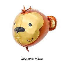 Фольгированный фигурный шар "Обезьянка Голова 3D".  Размер: 60см*58см.