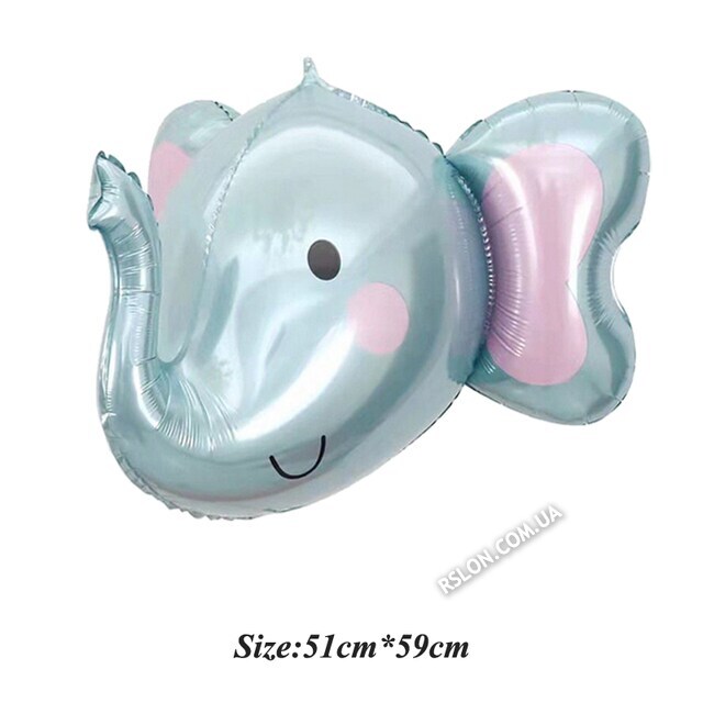Фольгована фігурна куля "Слоник Голова 3D".  Розмір: 51см*59см.