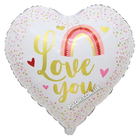 Куля фольгований серце "I Love You" Білий. Розмір: 18"(45см.)
