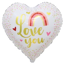 Шар фольгированный сердце "I Love You" Белый. Размер: 18"(45см.)