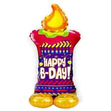 Фольгированный фигурный шар "Свечка Happy B*day". Размер:31"(77см) Про-во Китай.