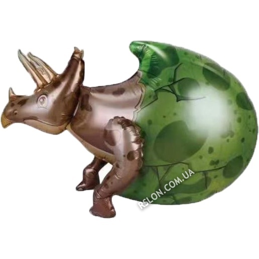 Фольгированный шар-ходячка "Трицераптос в скорлупе" Размер: 70см * 43см.