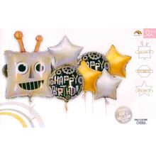 Набір тематичних куль "Голова Робота". У наборі: 1шт. 28"(70см.) + 6шт. 18 " (45см),