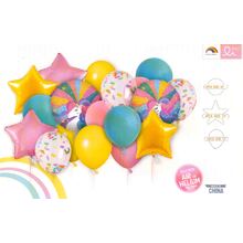 Набір тематичних куль "Єдиноріг Веселка". У наборі: 6шт. 18"(45см) + 12шт. 12"(30см)