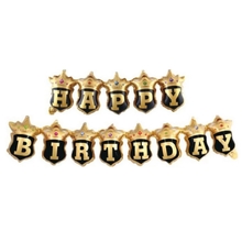 Фольгированная гирлянда "Happy Birthday". Цвет: Чёрный. Длина: 2м.