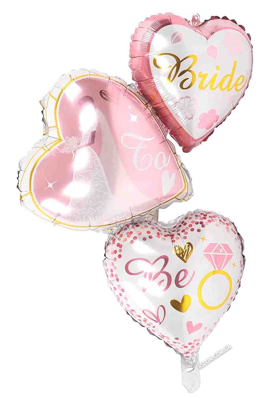 Фольговані фігурні кулі серця "Bride To be". Розмір: 35"(87см) Вир-во Китай.