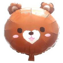 Фольгированный фигурный шар "Мишка Голова коричневый".  Размер: 18"(45см)