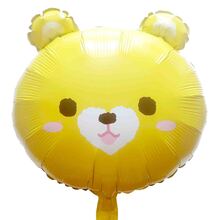 Фольгована фігурна куля "ведмедик голова жовтий".  Розмір: 18"(45см)