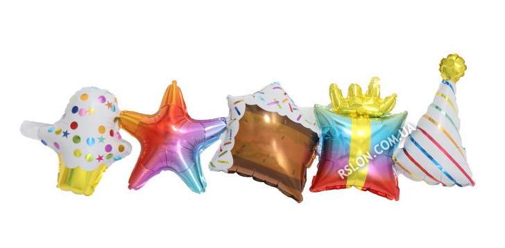 Фольгований куля "гірлянда Тортик ковпачок".  Розмір: 100см*30см.