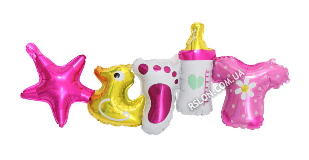 Фольгований куля "гірлянда зірка рожева". Розмір: 100см*30см.