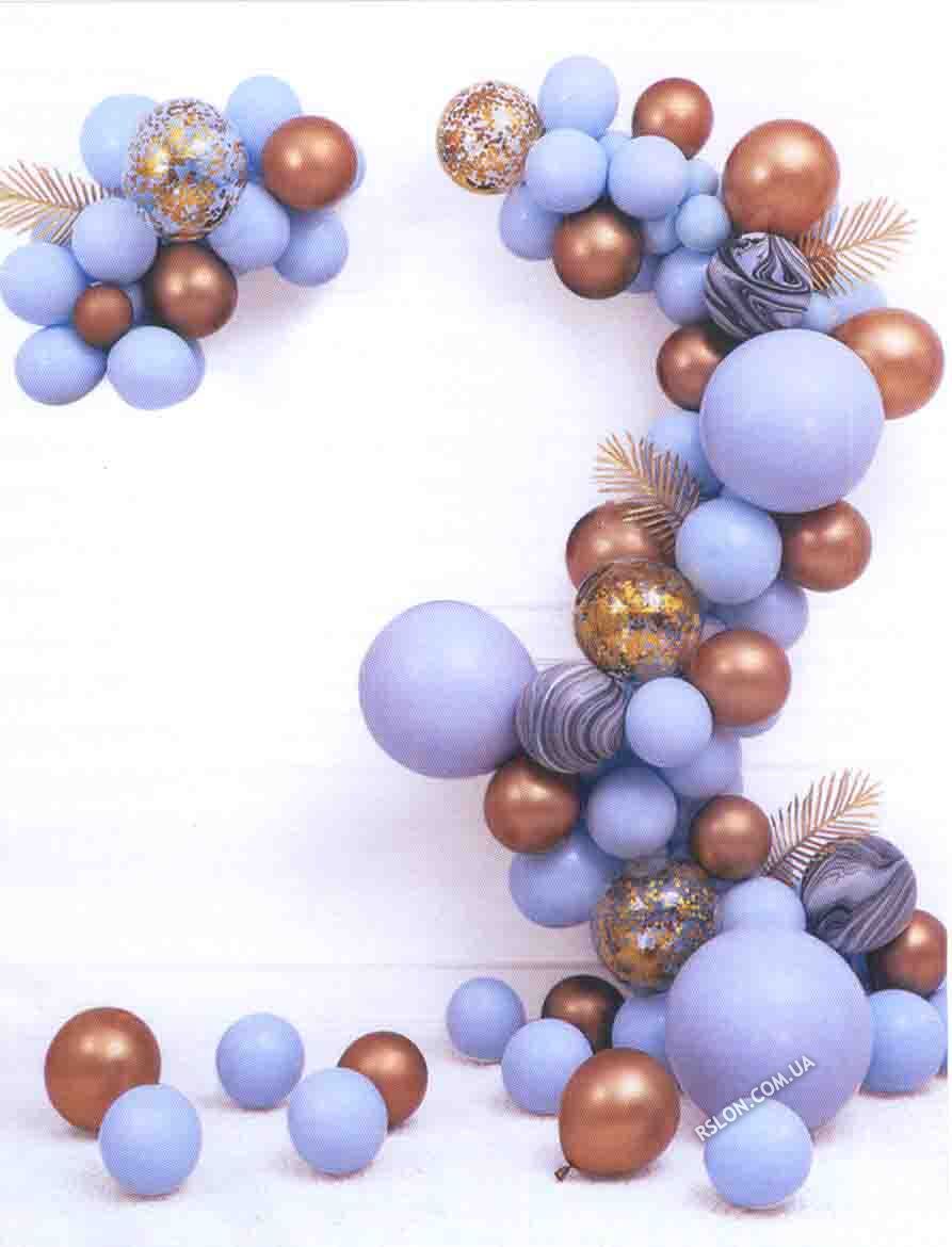 арка гірлянда з повітряних куль "Блакитна з золотом". Розмір: 5м.