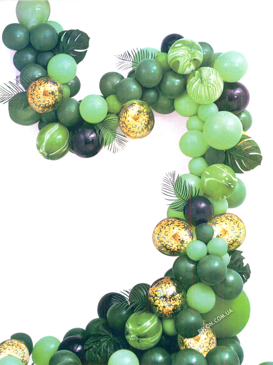арка гірлянда з повітряних куль "тропіки Зелена". Розмір: 5м.