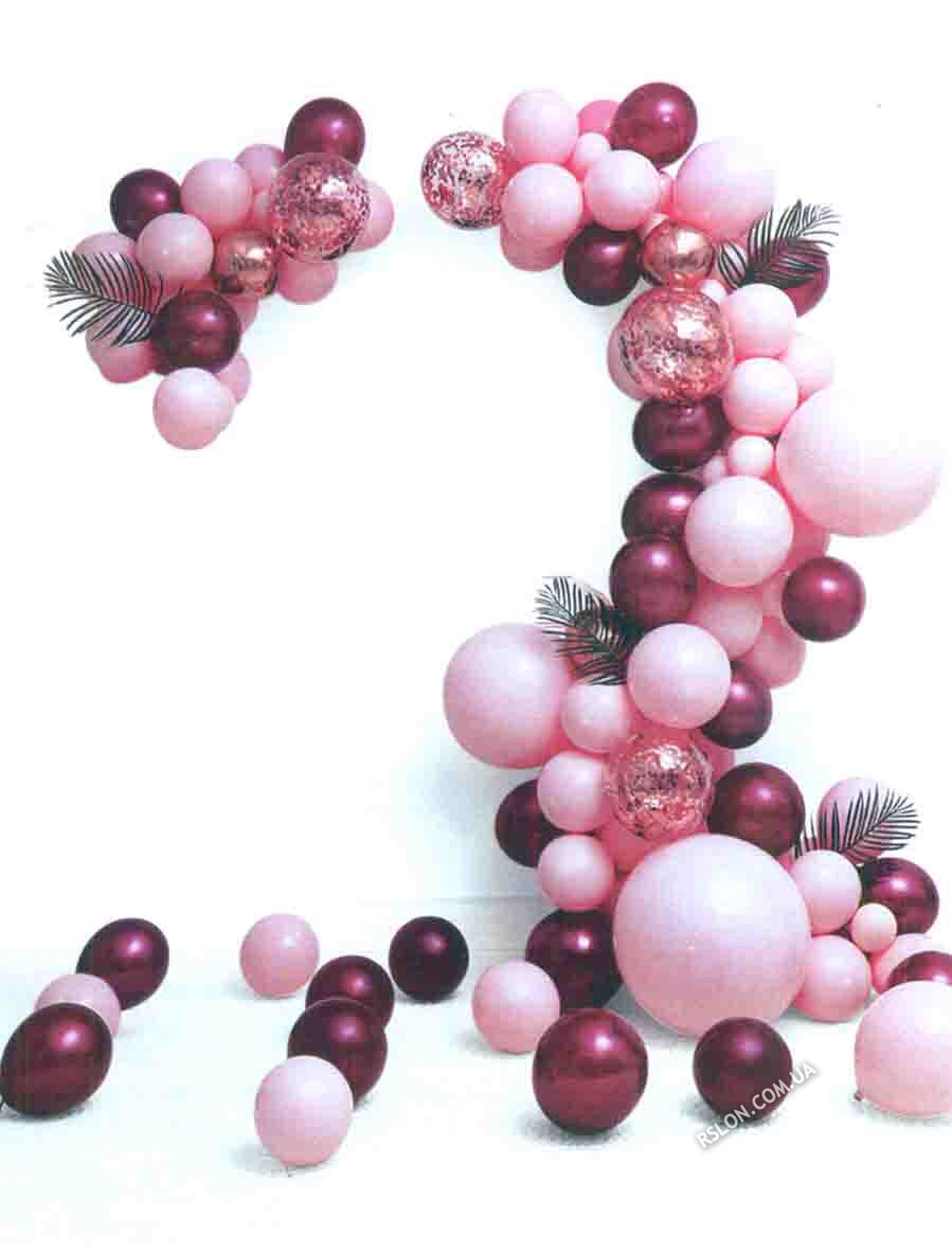 арка гірлянда з повітряних куль "рожева з бордо". Розмір: 5м.