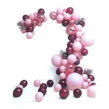 Арка гирлянда из воздушных шаров "Розовая с бордо". Размер: 5м.