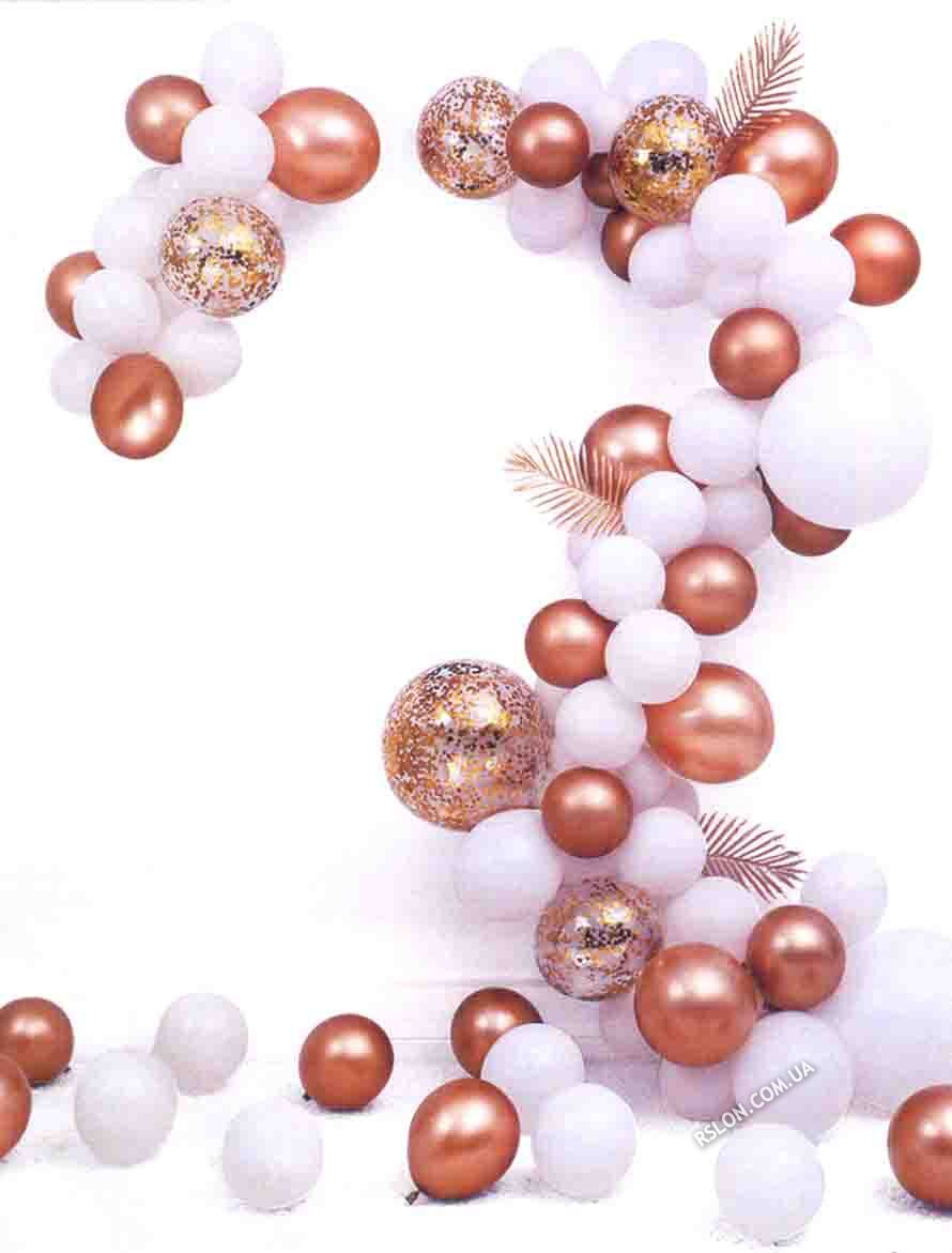 арка гірлянда з повітряних куль "біло-золота". Розмір: 5м.