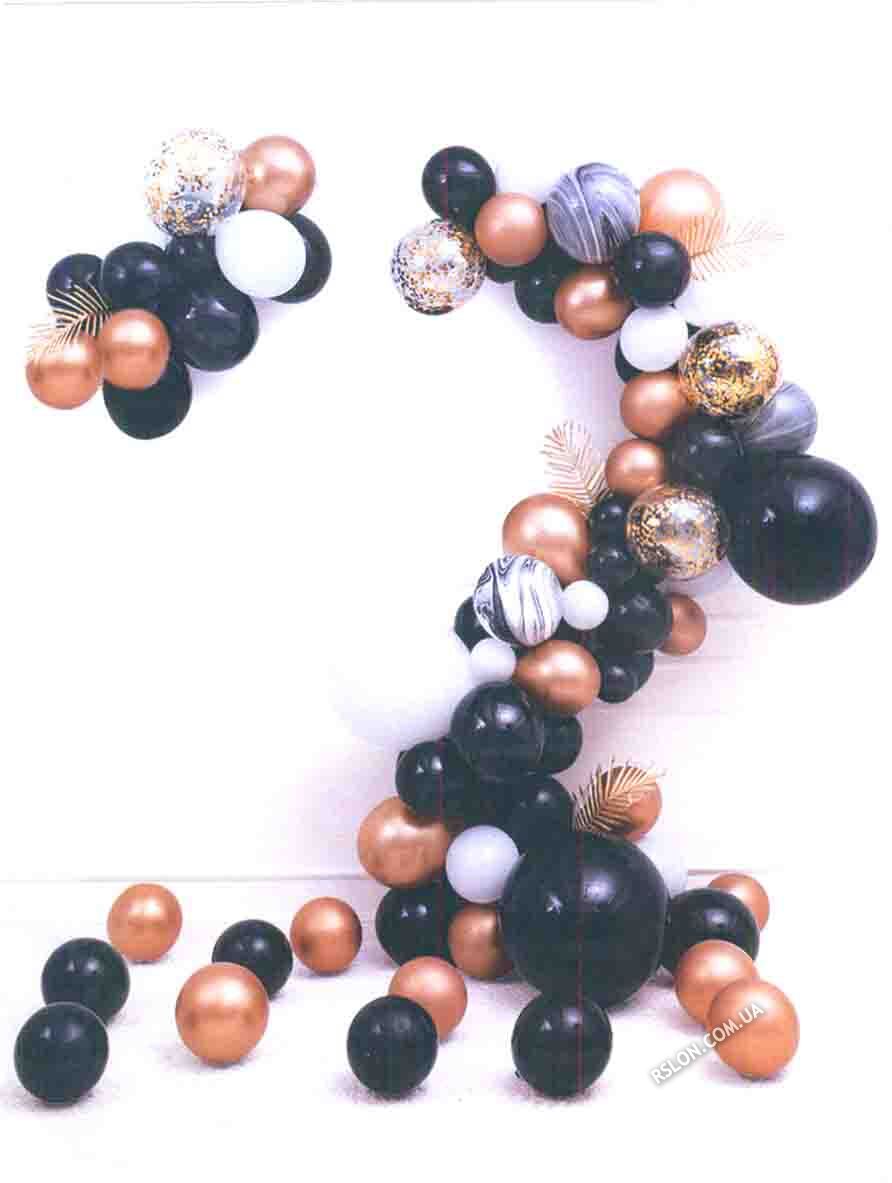 арка гірлянда з повітряних куль "чорно-золота". Розмір: 5м.