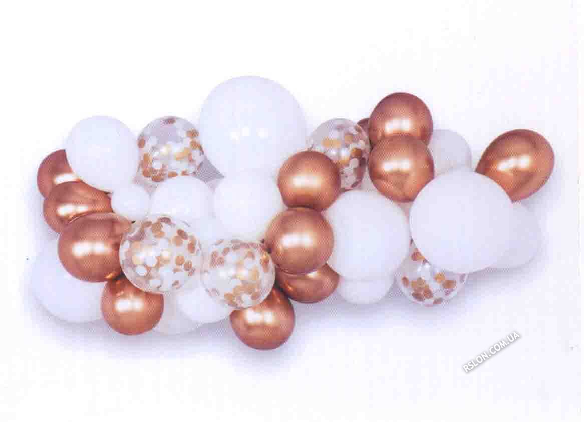 Гірлянда з повітряних куль "біло-золота". Розмір: 5м.