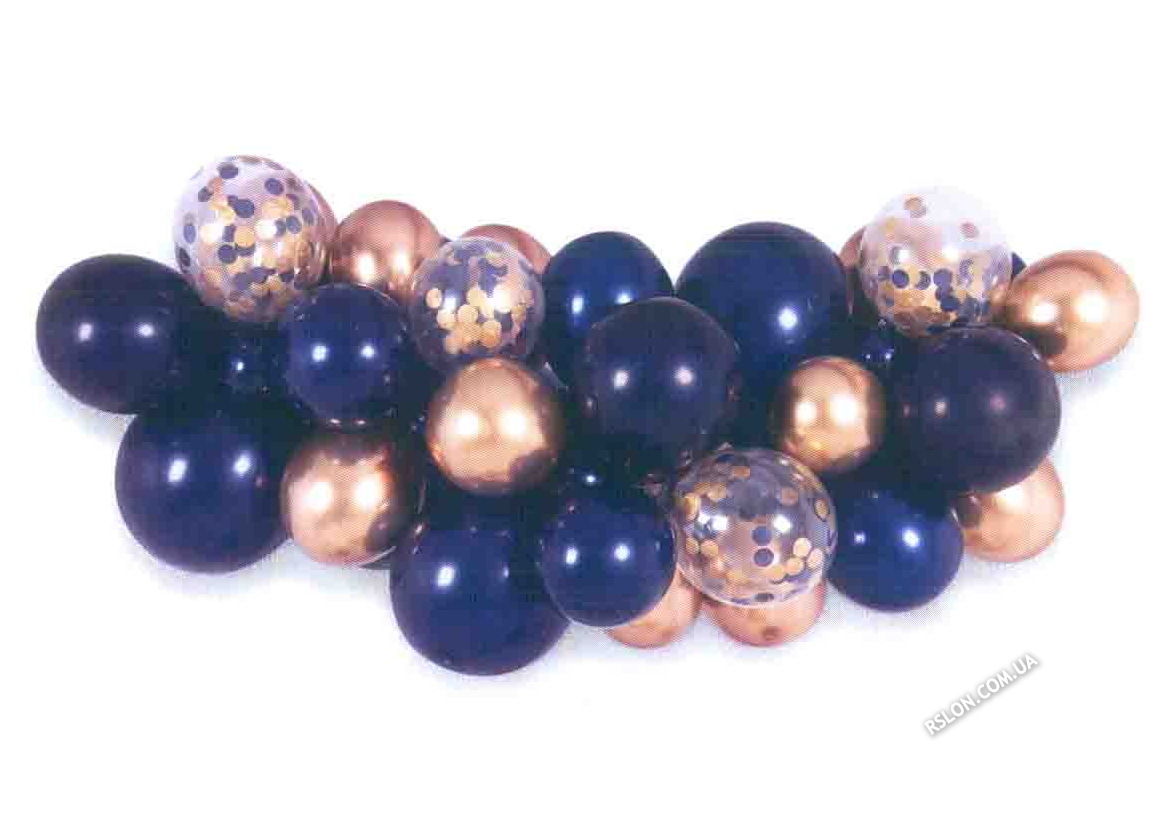 Гірлянда з повітряних куль "синьо-золота". Розмір: 5м.