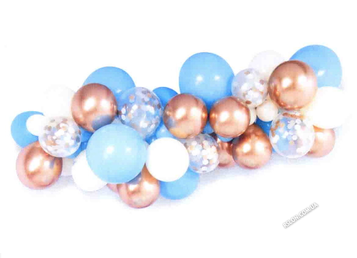 Гірлянда з повітряних куль "Блакитна з золотом". Розмір: 5м.