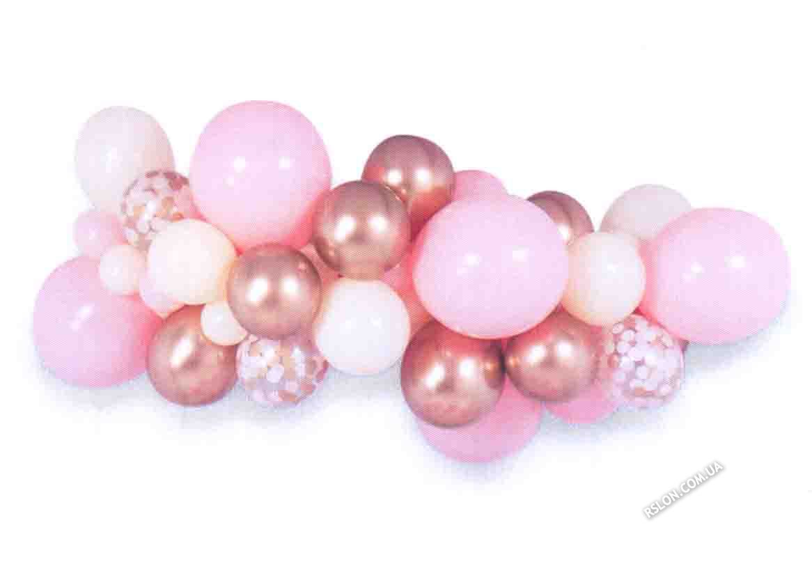 Гірлянда з повітряних куль "Рожева з золотом". Розмір: 5м.