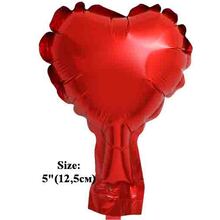 Шар фольгированный "Сердце Красное". Размер:5"(12,5см). Пр-во: Китай