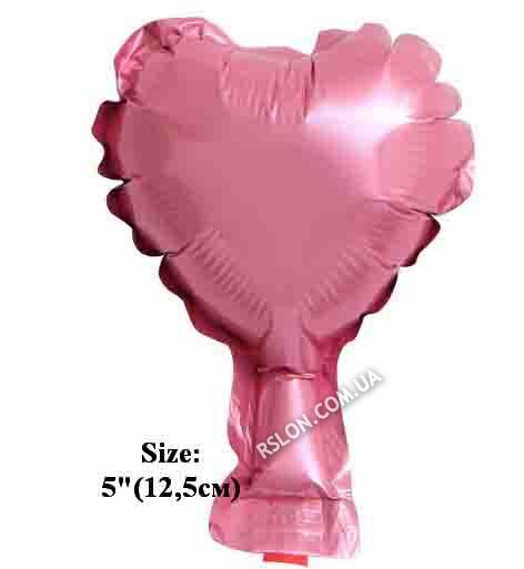 Шар фольгированный "Сердце Розовое". Размер:5"(12,5см). Пр-во: Китай