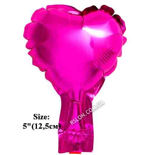 Шар фольгированный "Сердце Малиновое". Размер:5"(12,5см). Пр-во: Китай