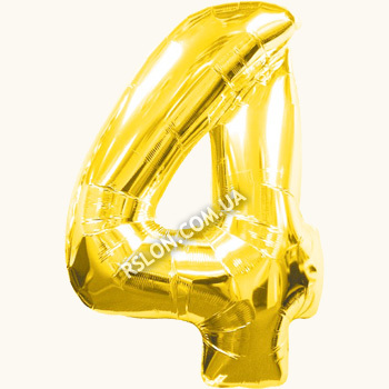 Куля цифра "4" Колір: Золото. Розмір: 40" (100см). Пр-під: FlexMetal (Іспанія)