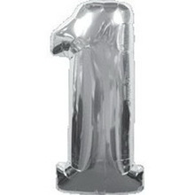 Шар цифра "1" Цвет: Серебро. Размер: 40"(100см). Пр-во: FlexMetal (Испания)