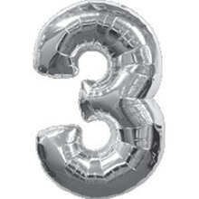 Куля цифра "3" Колір: Срібло. Розмір: 40" (100см). Пр-під: FlexMetal (Іспанія)