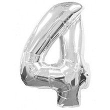 Шар цифра "4" Цвет: Серебро. Размер: 40"(100см). Пр-во: FlexMetal (Испания)