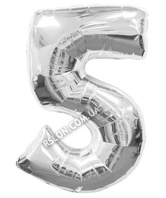 Шар цифра "5" Цвет: Серебро. Размер: 40"(100см). Пр-во: FlexMetal (Испания)