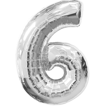 Шар цифра "6" Цвет: Серебро. Размер: 40"(100см). Пр-во: FlexMetal (Испания)
