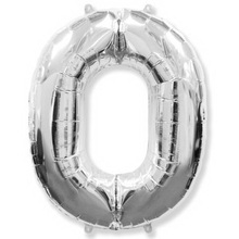 Шар цифра "0" Цвет: Серебро. Размер: 40"(100см). Пр-во: FlexMetal (Испания)