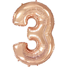 Куля цифра "3" колір: Рожеве золото. Розмір: 40" (100см). Пр-під: FlexMetal (Іспанія)