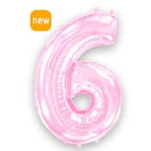 Шар цифра "6" Цвет: Пастель Розовый. Размер: 40"(100см). Пр-во: FlexMetal (Испания)