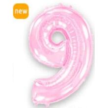 Шар цифра "9" Цвет: Пастель Розовый. Размер: 40"(100см). Пр-во: FlexMetal (Испания)