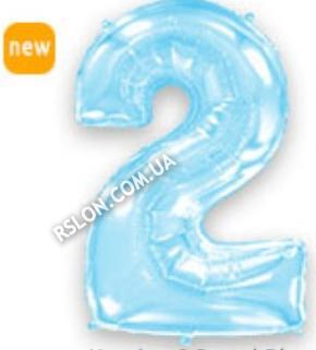 Шар цифра "2" Цвет: Пастель Голубой. Размер: 40"(100см). Пр-во: FlexMetal (Испания)