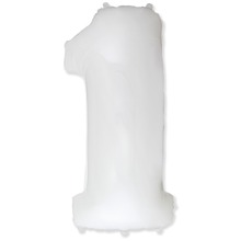 Шар цифра "1" Цвет: Белый. Размер: 40"(100см). Пр-во: FlexMetal (Испания)