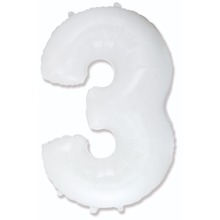 Куля цифра "3" Колір: Білий. Розмір: 40" (100см). Пр-під: FlexMetal (Іспанія)