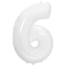 Шар цифра "6" Цвет: Белый. Размер: 40"(100см). Пр-во: FlexMetal (Испания)
