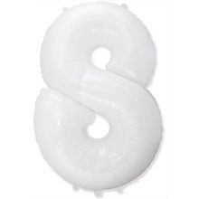 Шар цифра "8" Цвет: Белый. Размер: 40"(100см). Пр-во: FlexMetal (Испания)
