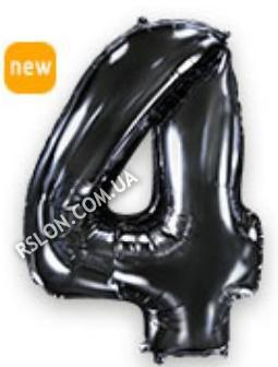 Куля цифра "4" Колір: Чорний. Розмір: 40" (100см). Пр-під: FlexMetal (Іспанія)