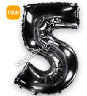 Шар цифра "5" Цвет: Чёрный. Размер: 40"(100см). Пр-во: FlexMetal (Испания)