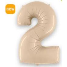 Куля цифра "2" колір: Сатин Кремовий. Розмір: 40" (100см). Пр-під: FlexMetal (Іспанія)