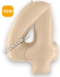 Шар цифра "4" Цвет: Сатин Кремовый. Размер: 40"(100см). Пр-во: FlexMetal (Испания)