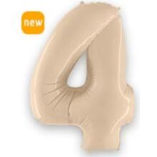 Шар цифра "4" Цвет: Сатин Кремовый. Размер: 40"(100см). Пр-во: FlexMetal (Испания)