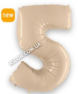 Шар цифра "5" Цвет: Сатин Кремовый. Размер: 40"(100см). Пр-во: FlexMetal (Испания)